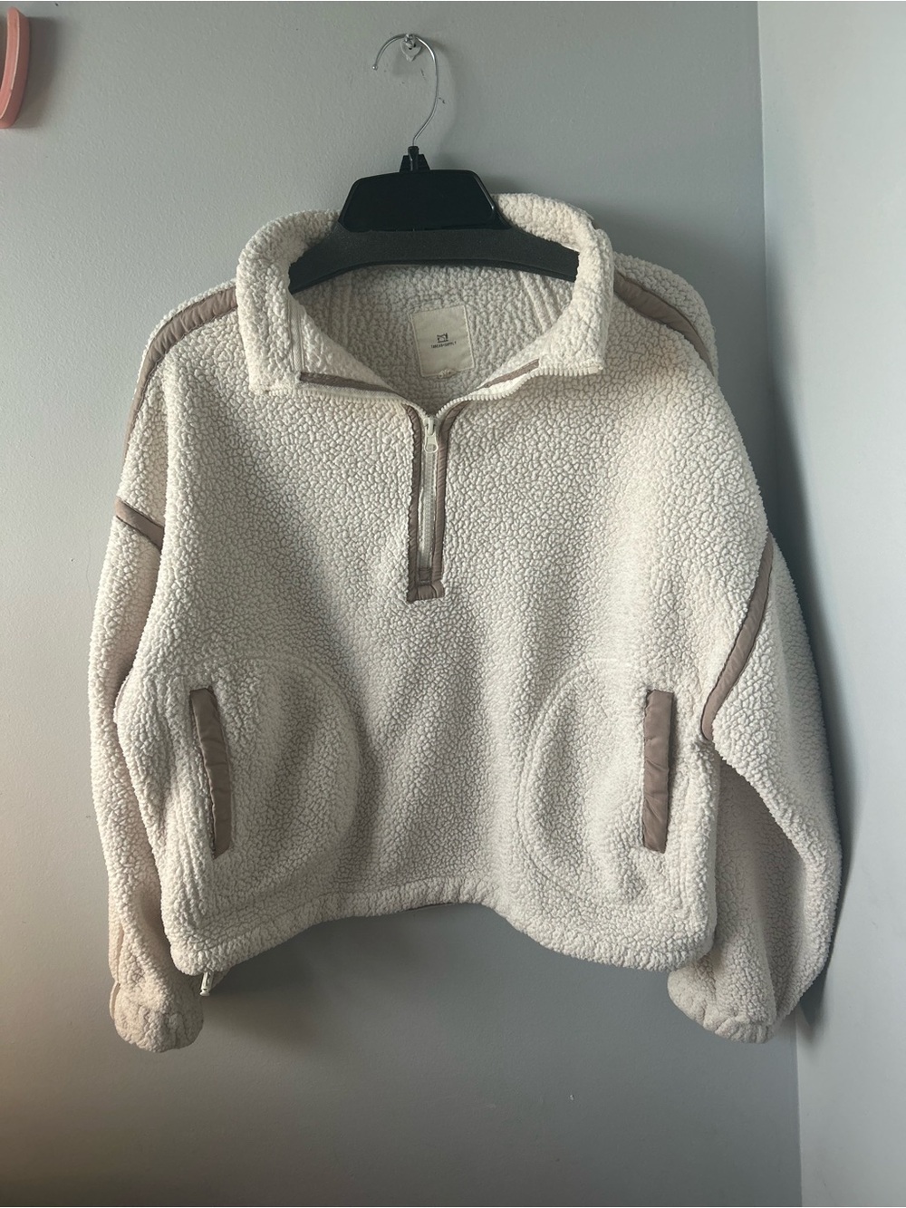 Thread & Supply Cream Sherpa Half-Zip Pullover
